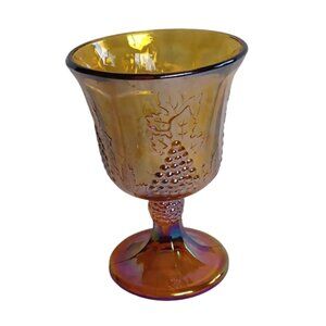 Vintage Indiana Glass Co. Marigold "Harvest Grape" Carnival Glass Goblet